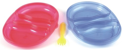 The First Years Take and Toss Double Duty Plates 4 Pack, Red/Blue