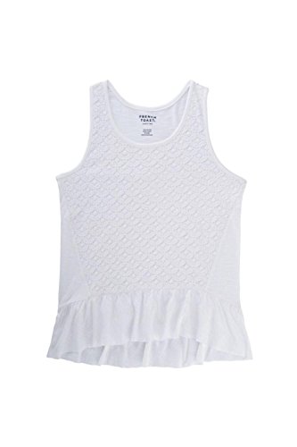 French Toast Little Girls' Lace Front Tank with Ruffle Bottom, White, 5