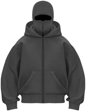 Balaclava Hoodie Zipper, Double Hooded Zip Jacket Wind-resistant