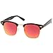zeroUV - Half Frame Semi Rimless Sunglasses for Men Women with Colored Mirror Lens 50mm (Tortoise-Gold/Red Mirror)