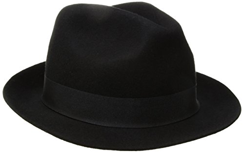 Scala Men's Raw Edge Felt Fedora Hat, Black, Medium