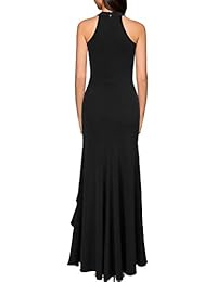 WOOSEA Vestido largo de cóctel de sirena con cuello alto y corte entallado para mujer