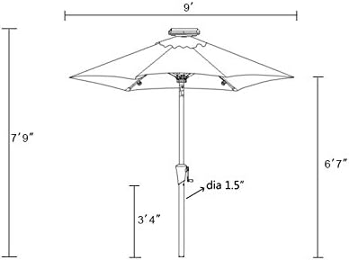 Amazon Com C Hopetree 9 Ft Outdoor Patio Market Umbrella With Solar Led Lights And Tilt Aqua Blue Garden Outdoor