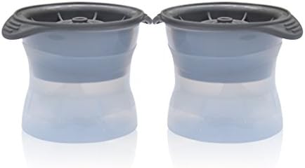 PREMIUM Flamen ICE BALL MAKER MOLD Fast and Easy Release Black Flexible Round Silicone 2 pcs Ice Ball Tray Molds 2.5 inches (6.5 CM) Round Ice Ball Spheres