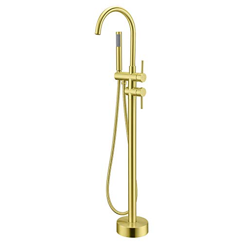 Artiqua Freestanding Tub Filler Bathtub Faucet Brushed Gold Floor