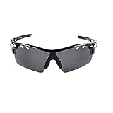 IFLYING Polarized Sports Sunglasses 3 Color Interchangeable Lenses for Men Women Cycling Baseball Running Glasses Polarized Gray for All Purpose and Night activities (Black)