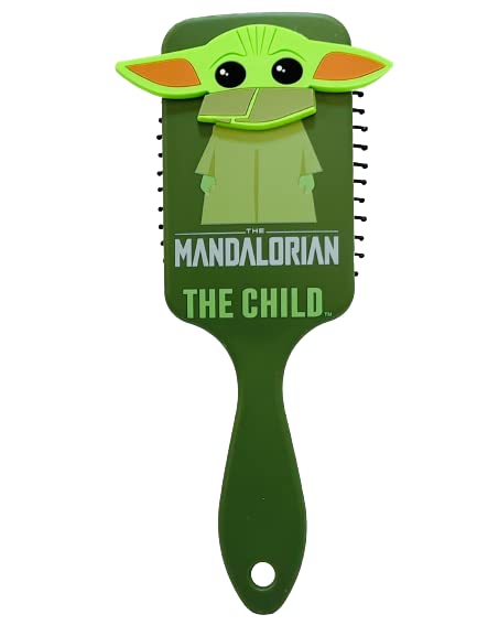 Disney Mandalorian/Me return of my morning alarm/The Child Moulded Paddle Hair Brush-Detangle Hair Brush Women and Girls (Mandalorian the child)