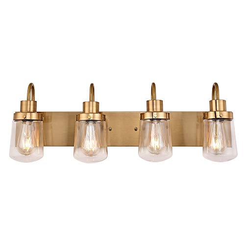 YAOHONG Modern Bathroom Vanity Light 4Lights Lamp in Brushed Brass