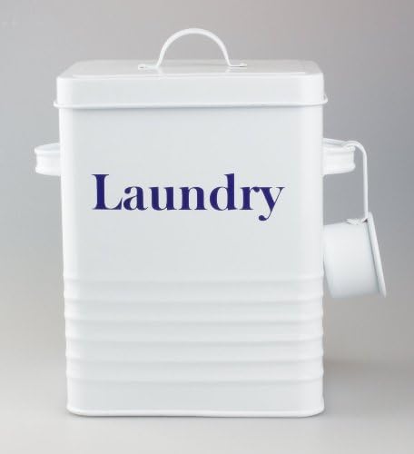 Retro Style Laundry Tin Ideal for Storing Washing Powder or Tablets - Finished in Antique White &amp; Cobalt Blue Lettering by YGL