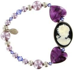 Amazon タリナタランティーノ Tarina Tarantino キャンディーカメオ スワロフスキーパールブレスレット パープル Tarinatarantino0814 3 ブレスレット 通販