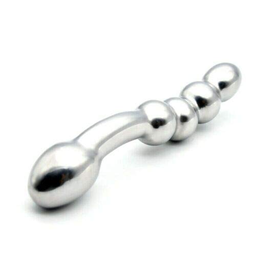 Bondage Masters Butt Plug Anal Beads, Steel Prostate Massager, Silver