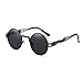 GAMT John Lennon Glasses Quavo Steampunk Round Sunglasses Circle Metal Frame Eyewear for Men and Women (Black Frame Grey Lens)