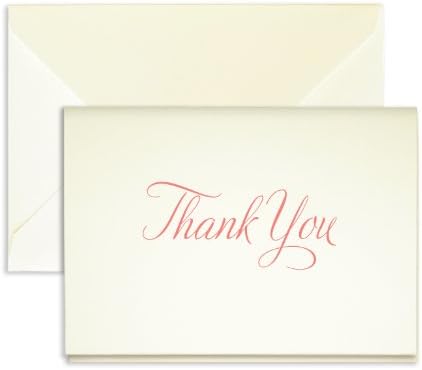 Coral Fancy Script Thank You Cards - Pack of 25 - 5" x 3.5"