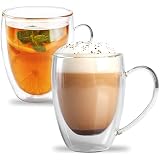 Double Wall Coffee Mugs With Sequins,11.8 Ounces-Clear Glass
