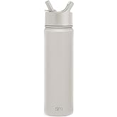 Simple Modern Water Bottle with Straw Lid Vacuum Insulated Stainless Steel Metal Cup Bottles | Reusable Leak Proof BPA-Free Flask for Gym, Travel, Sports | Summit Collection | 22oz, Almond Birch