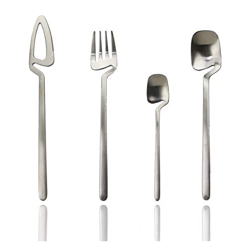 JASHII Hangable 24-Piece Silverware Set, Satin Finish Flatware