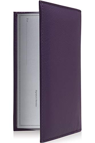 Genuine Leather Checkbook Cover For Women & Men - Checkbook Holder Check Book Covers For Duplicate Checks Card Wallet RFID