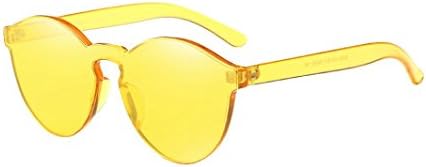 Unisex Sunglasses,Dainzuy Fashion Candy Colorful One Piece Transparent Round Super Retro Sunglasses (6x5.5x14.5 CM, Yellow)
