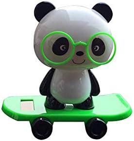 xmelug Bobble Panda Skateboard Toy,Cute Solar Powered Auto Car Ornament Home Decoration Dashboard Desk Ornaments Green