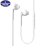 Aux Headphones/Earphones/Earbuds, (2 Pack) Sobrilli 3.5mm Wired in-Ear Headphones with Mic and Remote Control for Samsung Galaxy S9 S8 S7 S6 S5 S4 Edge + Note 4 5 6 7 8 9 and More Android Devices