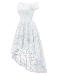 Dressystar Vestido de cóctel formal de manga corta con hombros descubiertos y encaje para mujer