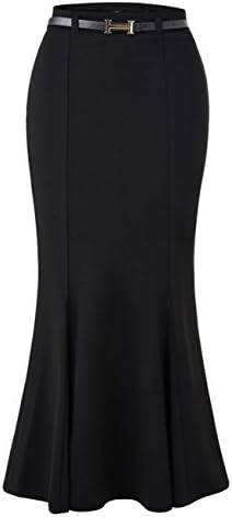Yaling International Trading Limited ISYITLTY Women's High Waist Fishtail Mermaid Bodycon Pencil Long Skirt with Belt