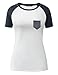 Yidarton Women's T-Shirt Casual Short Sleeve Round Neck Blouse Color Block Tops with Pocket