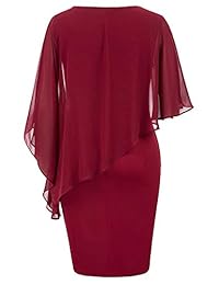 Hanna Nikole - Mini vestido de cóctel para mujer, de gasa, con mangas cortadas