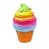 Lxnoap Rainbow Ice Cream Slow Rising Jumbo Cream Scented Charms Kawaii Toys for Kids and Adults Stress Relief and Time Killing (Rainbow Ice Cream)