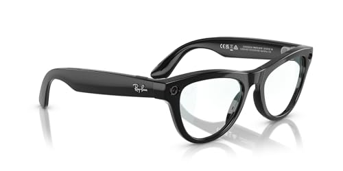 Meta Ray-Ban Meta (Gen 1), Skyler, Shiny Black | Smart AI Glasses for Men, Women — 12 MP Ultra-Wide Camera, Open-Ear Speakers for Audio, Video Recording and Bluetooth — Clear Lenses — Wearable Technology