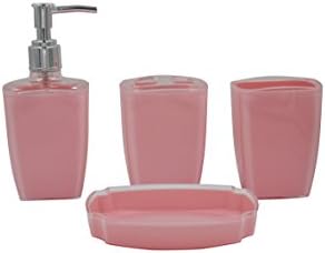 4-Piece Set: Bathroom Accessory Collection (Pink)