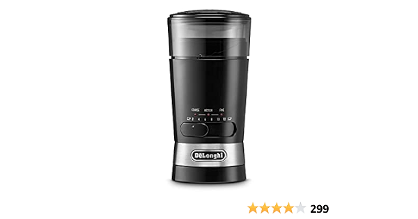 De'Longhi KG210 Molinillo de Café, Capacidad 90 Gramos, Cuchillas de Acero  Inóxidable, Capacidad de Tazas Ajustable, Nivel de Molienda Ajustable, Uso  Sencillo, 170 W, Color Negro : Amazon.es: Hogar y cocina