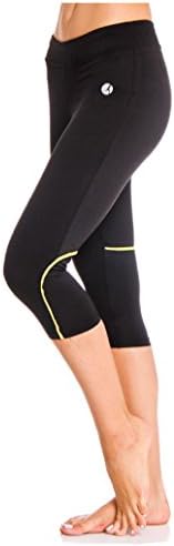 Yoga Capri Black with Fashion Neon Colors Yellow-Large