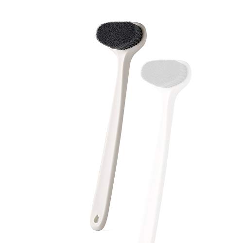 Bath Body Brush,Dense Comfy Bristles 14" Long Handle Gentle Exfoliation Improve Skin's Health and Beauty Wet or Dry Brushing Back Scrubber for Shower(White) - Thumbnail 7