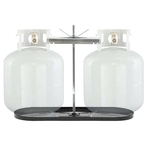 Dual RV Mounting Rack for 20 lb Propane Tanks Compatible with Most RV