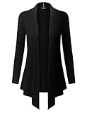 B.I.L.Y BILY Women's Open Front Drape Hem Lightweight Cardigan With Pockets Black XXX-Large