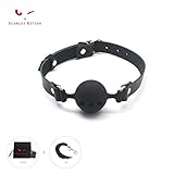 SCARLET KITTEN Breathable Medium Bite Ball Leather and Silicone for Women Men, Black