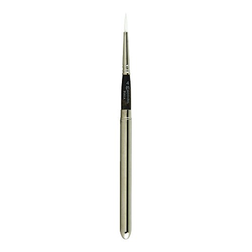 Escoda Perla Series 1438 White Toray Synthetic for Watercolor and Acrylic Brush, Travel Brush, Round, Size 4