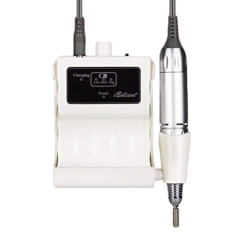 30000 RPM Nail File Drill Machine Professional Rechargeable Grinding Polishing Manicure Set Electric Nail Polisher,White