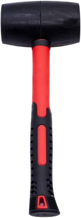 Toolzone 32oz Rubber Mallet Fibreglass Handle Non-Slip Grip Red Black
