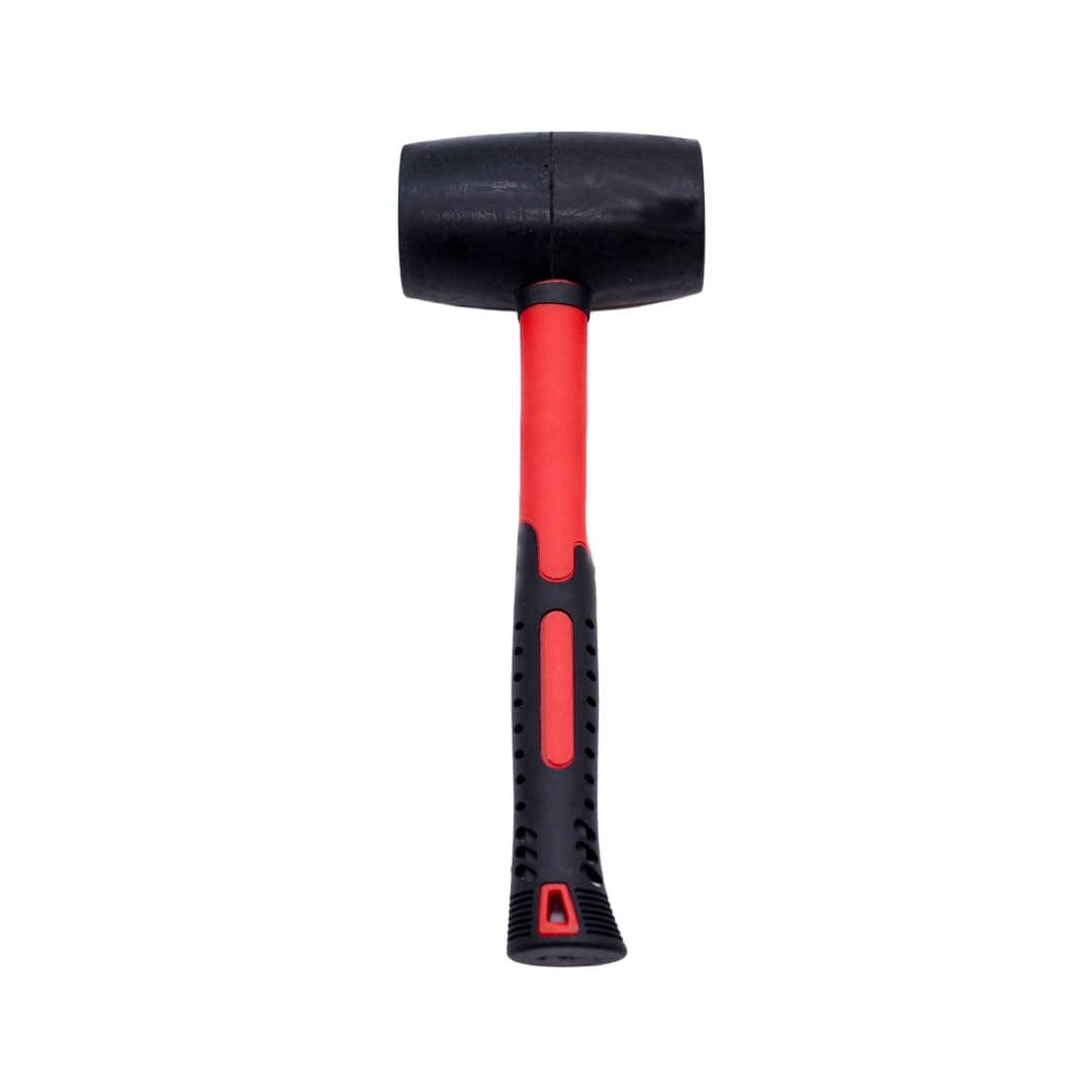 Toolzone Rubber Mallet, 32oz, Red and Black, Fibreglass Handle