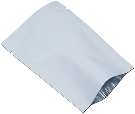 100PCS 9 x 13cm (3.5 x 5.1 inch) White Mylar Foil Aluminium Packing Material Food Storage Bags Heat Seal Foil Mylar Vacuum Sealer Candy Sweets Packaging Pouch Open Top Mylar Bags