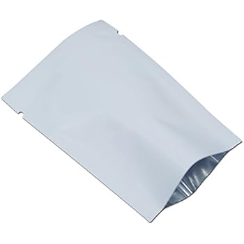 200 Pcs Metallic Mylar Foil Open Top Sealable Bags Vacuum Heat Seal Pouches for Food Grade Storage Packaging with Tear Notches (6x9cm (2.4x3.5 inch), White)