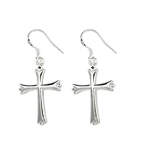 Elegant Fashion Jewelry 925 Silver Plated Stud Dangle Earings Eardrop Special Big Cross