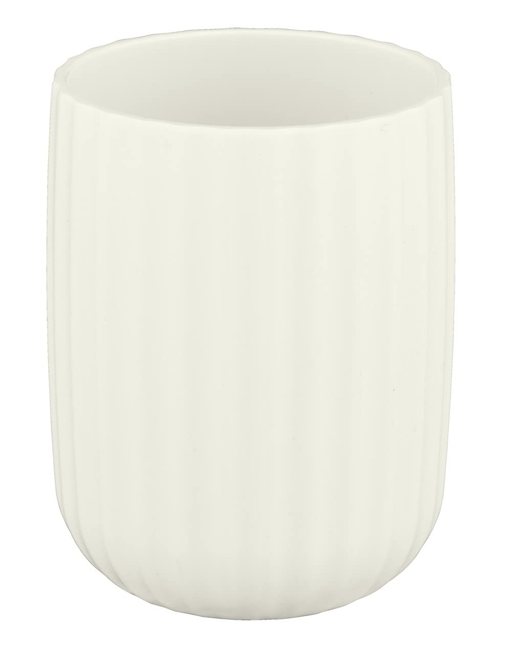WENKO Agropoli toothbrush mug, cream white, toothbrush holder for toothbrush and toothpaste made of high-quality plastic with sculptural design and textured surface, BPA-free, Ø 7.5 x 10 cm