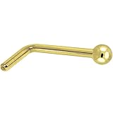 14k Yellow Gold 1.5mm Ball L-Shaped Nose Ring 20 Gauge