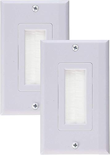 iMBAPrice (Pack of 2) White Single Brush Wall Plate - Single Gang Wall Plate with Brush Bristles