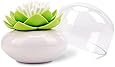 Bloss Q-tips Holder Cotton Ball/Swab Organizer Lotus Shape Swab Cosmetic Storage&Toothpick Holder, Green