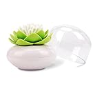 Bloss Q-tips Holder Cotton Ball/Swab Organizer Lotus Shape Swab Cosmetic Storage&Toothpick Holder, Green