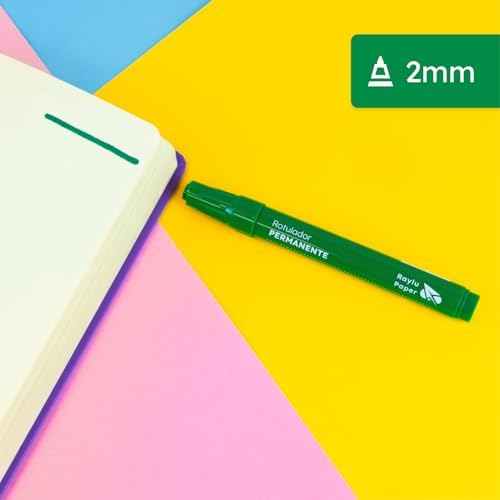 Rotuladores Permanentes con Punta de 2mm, Rotulador Permanente Resistente al Agua y la Decoloración de Secado Rápido, Ideal para Papel, Cartón, Plástico, Metal y Tela (12, Verde)
